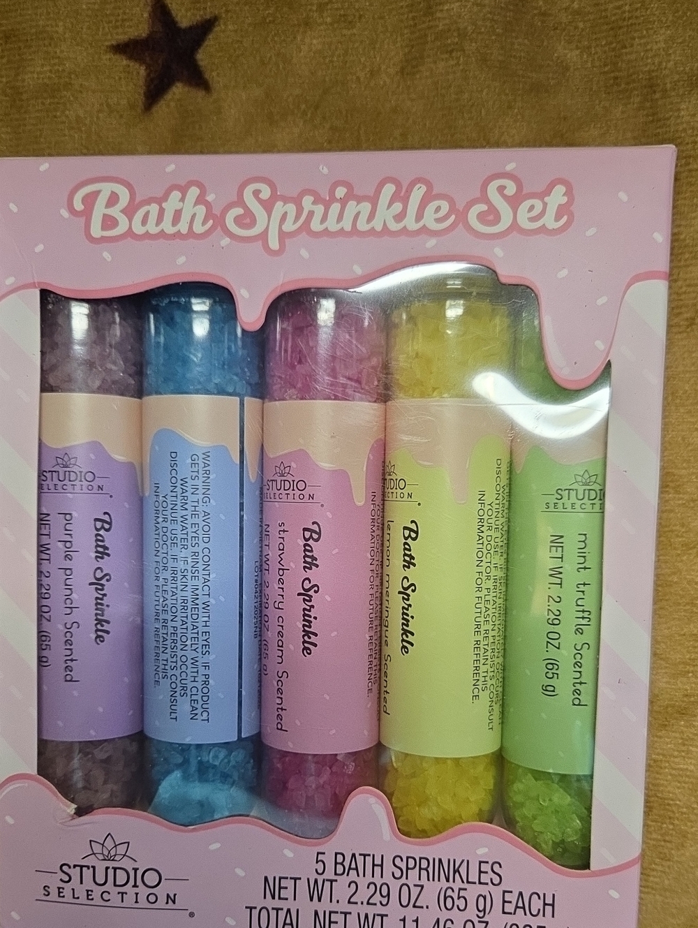 Bath Salt Sprinkle Set - Pink, Blue, Purple, Yellow, Green